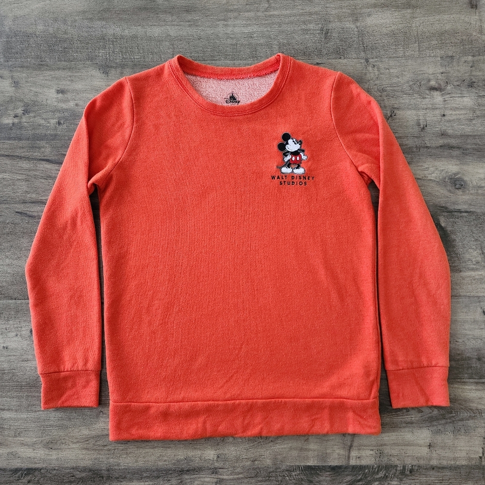 Disney Mickey Mouse Pullover Sweatshirt Orange Small